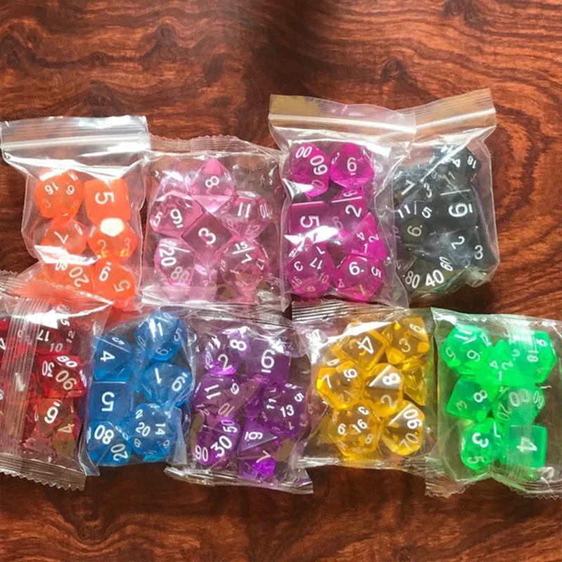 105/70/49/35/21/7Pcs DND Dice Set with Pouch D4-D20 Transparent Polyhedral Effect for DND RPG Role Playing Table Board Games