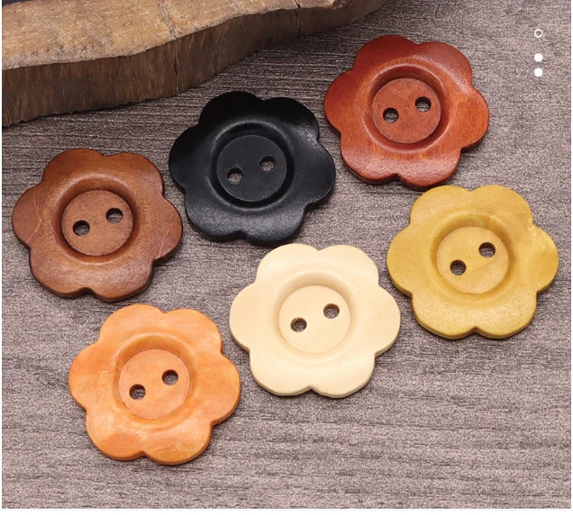 20pcs/lot  Size:12.5mm-25mm Natural Floral Wooden Buttons for  Sewing Clothing Crafts Gift Scrapbooking Decoration(SS-2271)