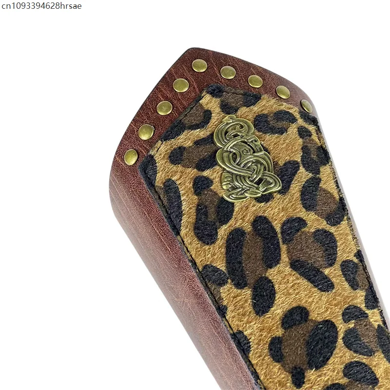 1 пара браслетов средневекового рыцаря с леопардовым узором из искусственной кожи на шнуровке, браслеты с пиратскими рукавицами викингов, браслет на Хэллоуин, косплей