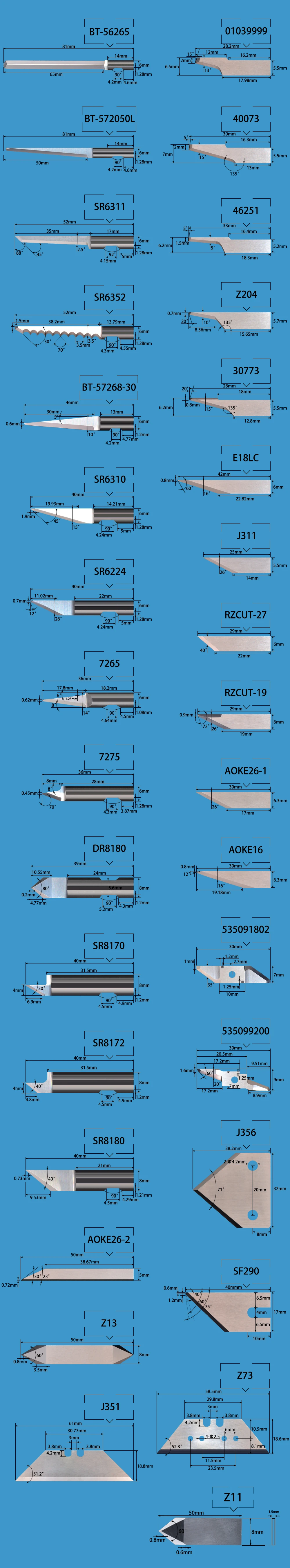 Z IECHO Jwei Digitale Schneidemaschine Klinge Hartmetall Nuten Messer Z204 SR6224 J311 Z13 Z73 7265 SR6310 2 TEIL/LOS – Detail 1