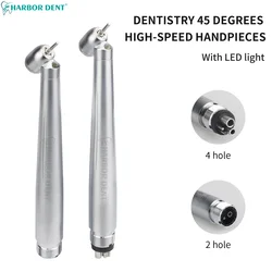 45 Degree Dental High Speed Handpiece With LED Light Dentistry E-generator Integrated Push Button Handpiece Single Water Spray