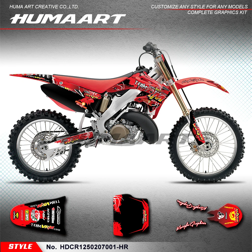 HUMAART Motorcycle Graphics Wrap Design for Honda CR125 CR250 CR 125 250 2002 2003 2004 2005 2006 2007, HDCR1250207001-HR