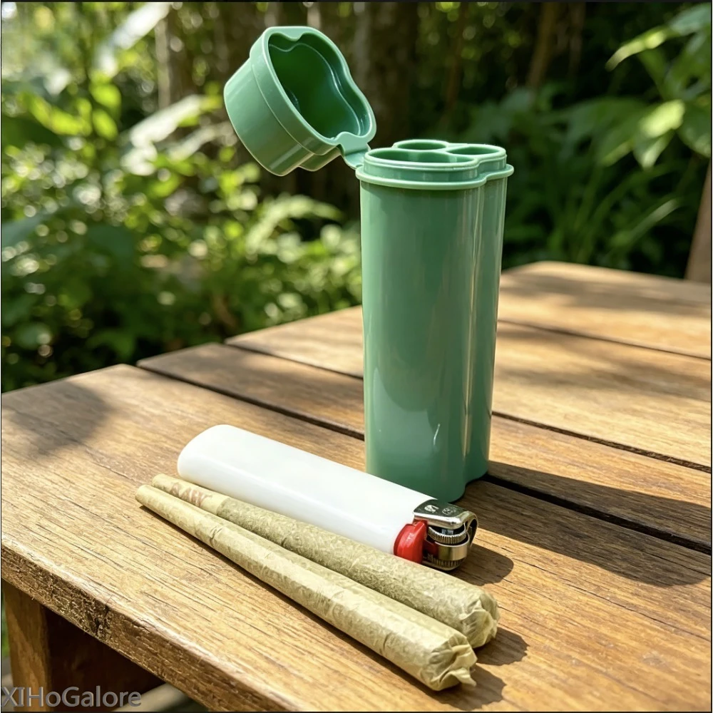 Flip Top Cigarette Case With Built In Lighter Two Holes Portable Easy Carry Smoking Accessories Unique Gift Kit Set