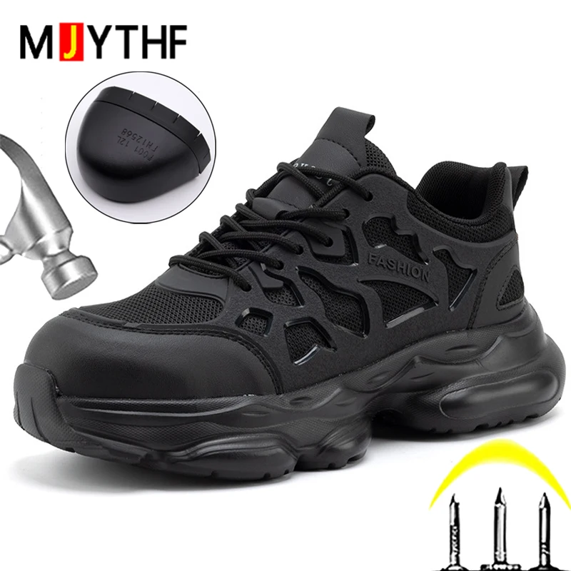 Últimos modelos de zapatos de seguridad para hombre, antiaplastamiento, antipinchazos, zapatillas de trabajo con punta de acero, zapatos ligeros, cómodos y de protección.