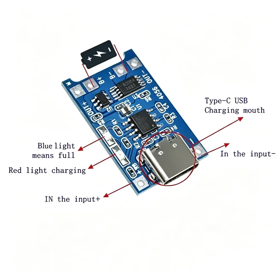2/5PCS 5V 1A Micro/Type-c 18650 TP4056 Lithium Battery Charger Board With Protection Dual Functions Liion