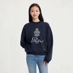 Corea del sud Chic autunno e inverno nuovo Versatile girocollo lettera stampa Design allentato Casual manica lunga Pullover con cappuccio donna