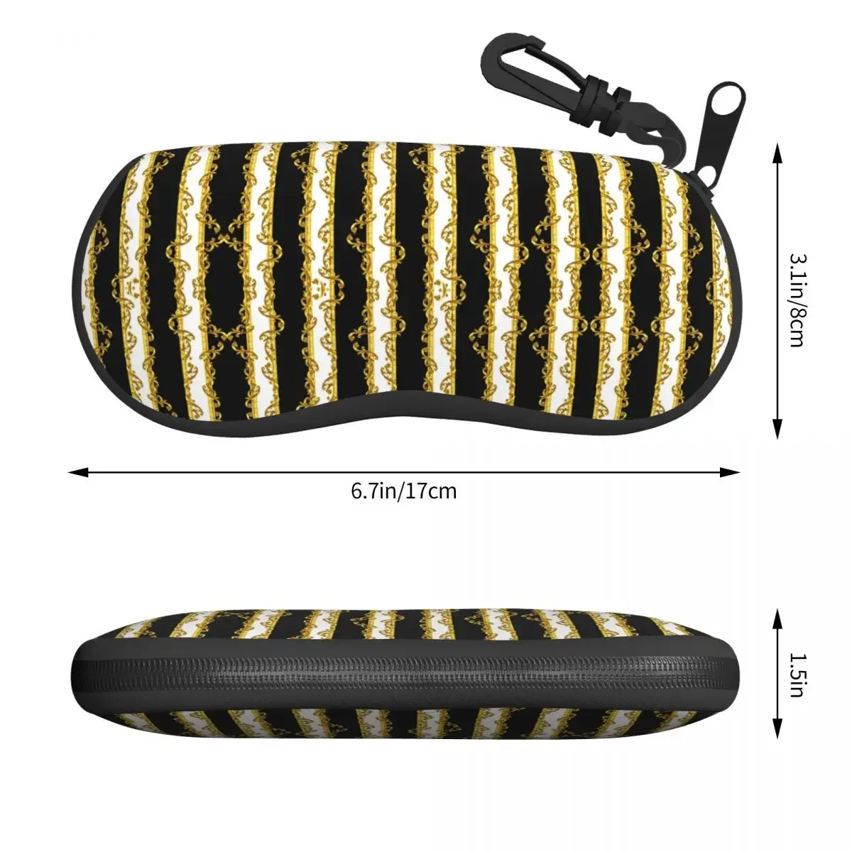 Baroque Prints Greek Ornament GoldenMeander Meandros Shell Eyeglasses Case Men Women Fashion Glasses Case Sunglasses Box Pouch