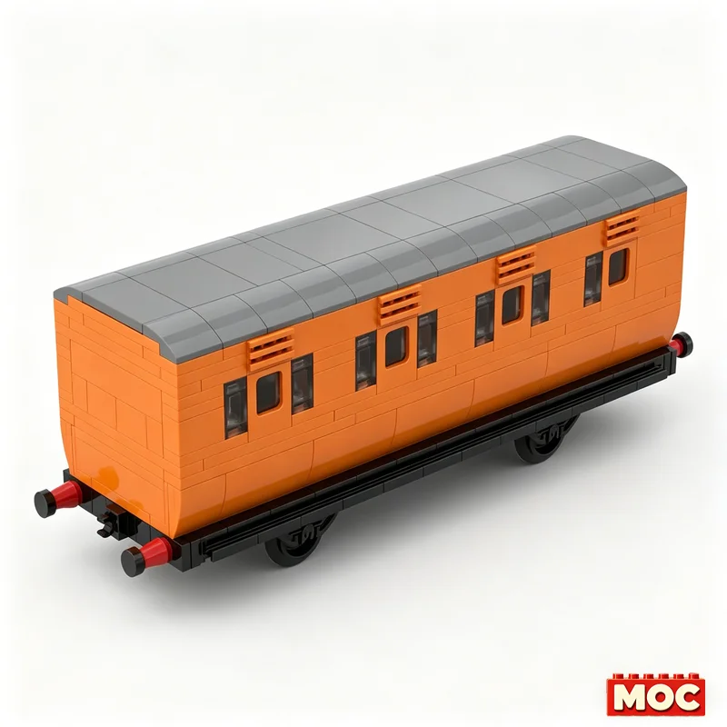 588PCS Clarabel 4-Wheeled Stroudley Brake Coach MOC Model Custom Blocks DIY Assembly Educational Toy Train Scene Display Gifts