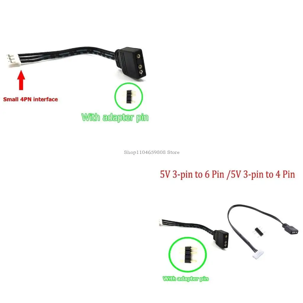 

for Coolmoon Fan Controller 5V 3 Pin to 6pin 4Pin Transfer Adapter Cable 5V ARGB
