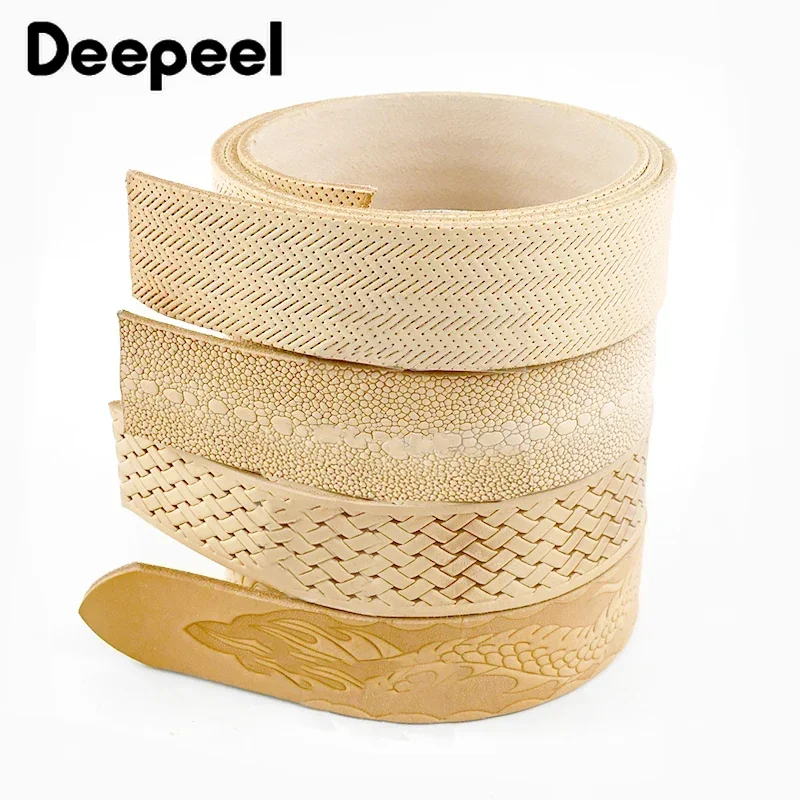 Deepeel-Cinturón de piel de vaca en relieve para hombre, banda con hebilla de Pin, accesorios de cuero para manualidades hechas a mano, primera