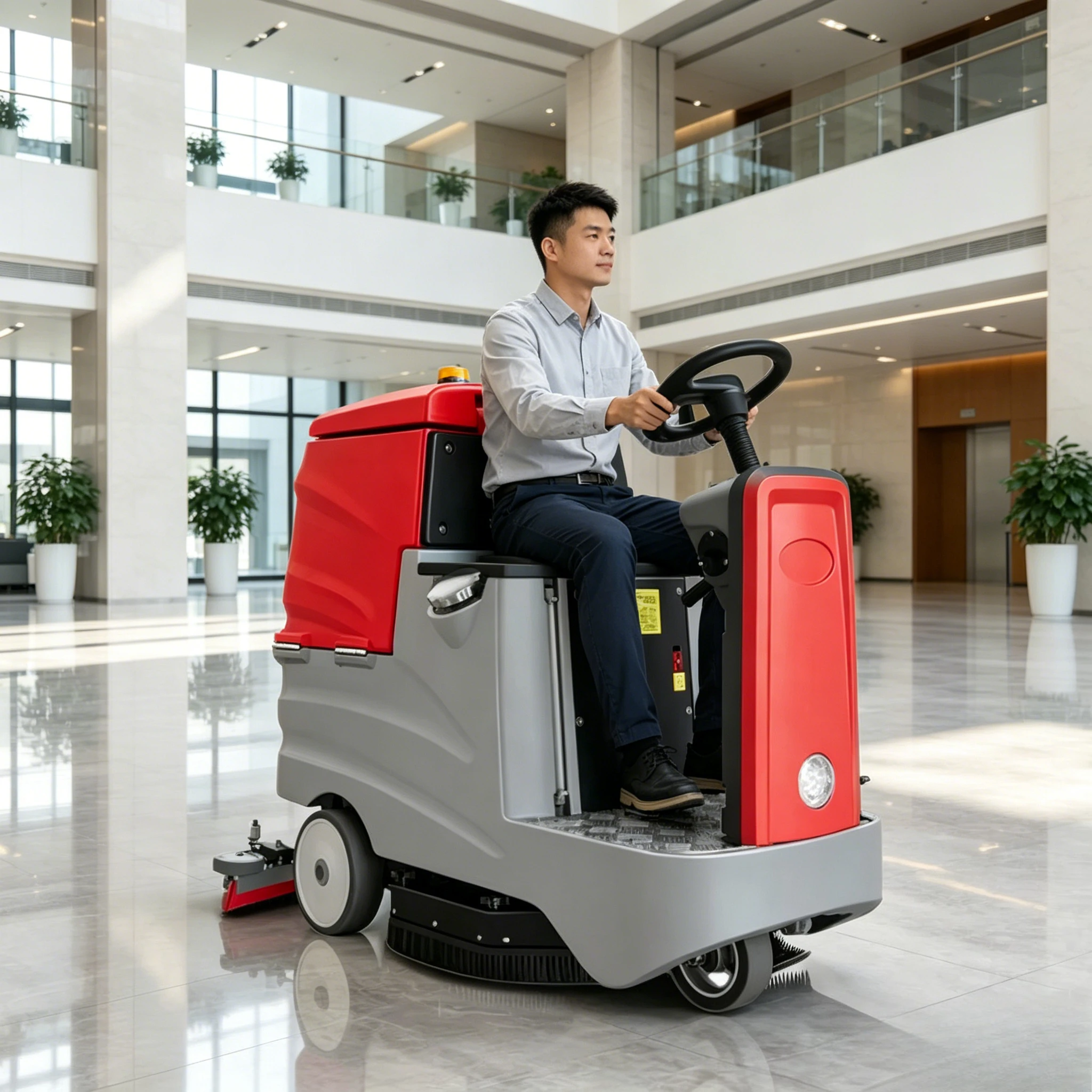 Industrial Ride On Floor Scrubber for Factory 22 Inch Battery Floor Washer with Squeegee for Workshop Heavy Duty Cleaner