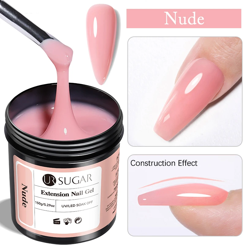 UR Sugar 150g Schnellverlängerungs-Nagelgel UV LED Aushärtbares Aufbaugel Acryl French Nail Art Semi-Permanent Abziehbarer Gel-Lack