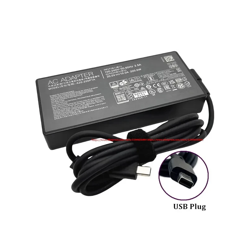 ASUS 노트북 전원 공급 장치 충전기용 정품 A20-200P1A 20V 10A 200W USB ADP-200JB K AC 어댑터