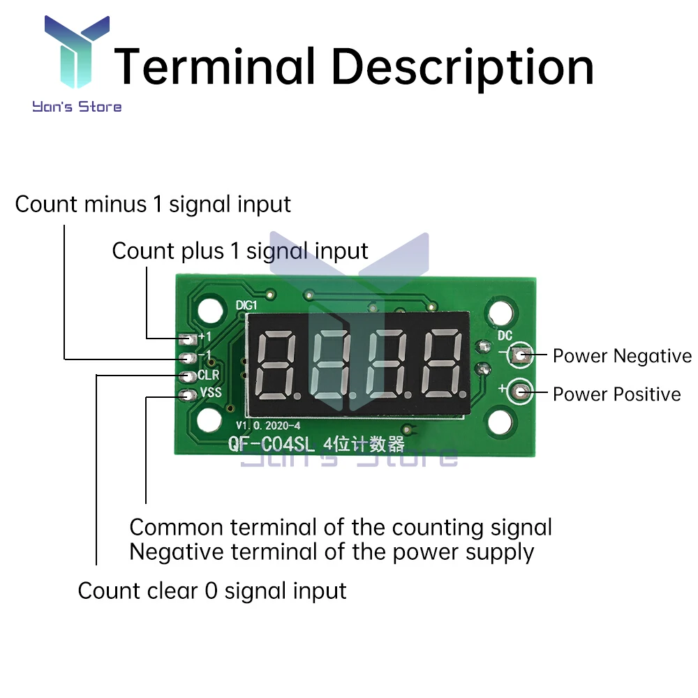 0.36 인치 0-9999 4 자리 전자 디지털 카운터 모듈 지원 DC 4-25V 전원 차단 메모리 기능이있는 넓은 전압