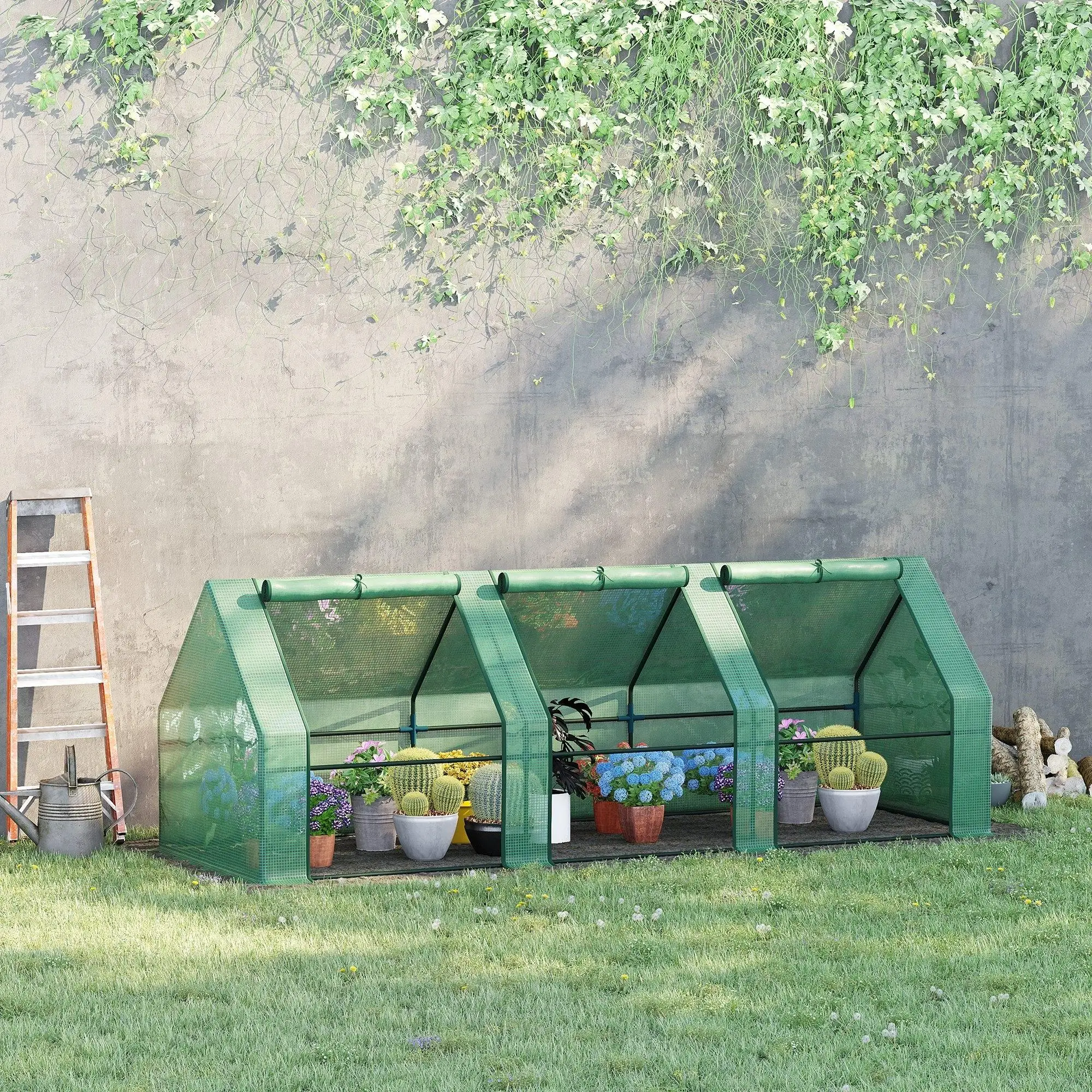 9x3x3 ft Portable Mini Greenhouse Steel Frame Large Zipper Doors Water UV Resistant PE Cover for Outdoor Garden Plants