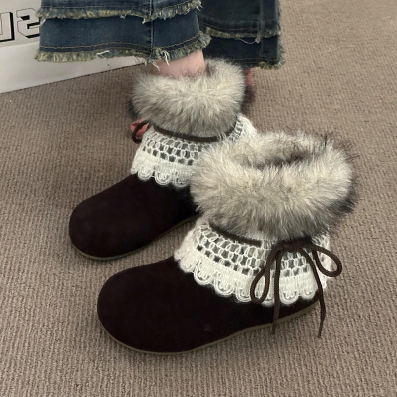 

Теплые женские ботильоны на меху. Дизайнерская зимняя хлопковая обувь на плоской подошве для женщин. Уютные зимние ботинки. 2025 Новые короткие плюшевые ботинки Botas De Mujer.