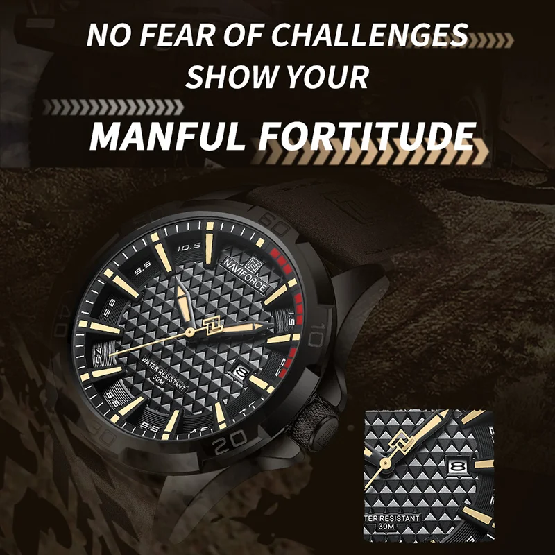 Naviforce Brand Original Waterproof Men\'s Watch Leather Strap Male Wristwatch Quartz Date Luxury Clock Relogio Masculino 2023