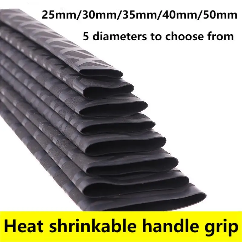 Non-Slip Heat Shrink Sleeve Heat Shrink Tube For Fishing Rod/Racket/Bike Handle/Tripod DIY Black 1M 20/25/30/35/40/50mm Optional