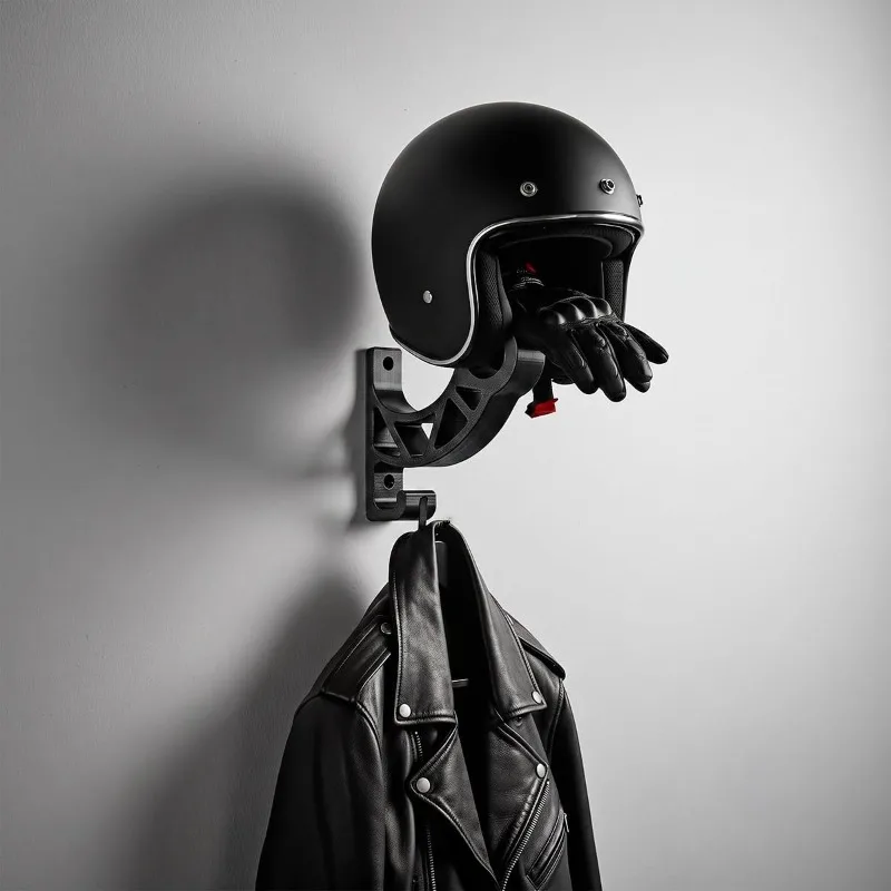 Wall Mount Motorcycle Helmet Holder Hook,Multi Purpose Key Display Bracket Anti Scratch Rack for Full Face Helmet Garage Storage