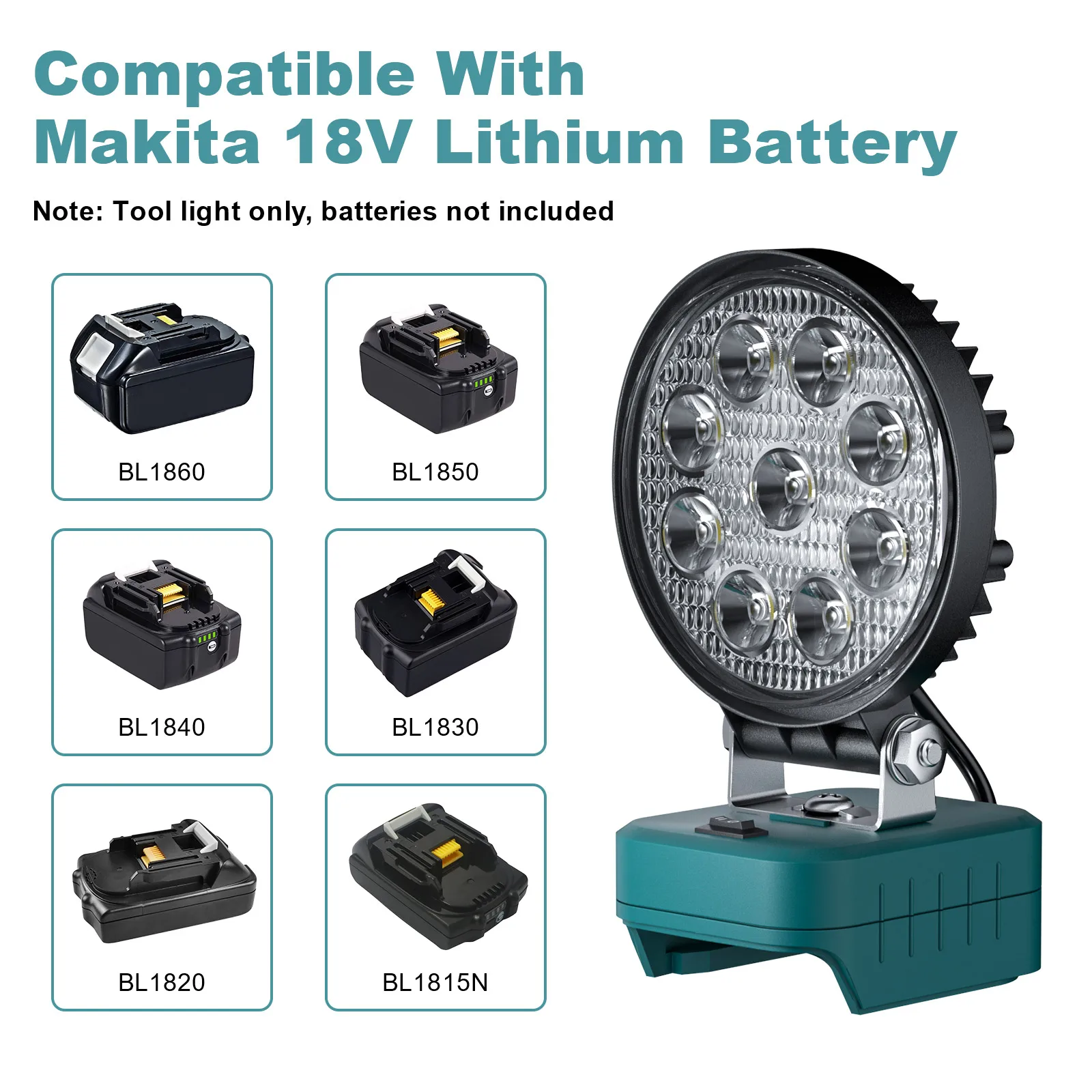 For Makita BL1830 18V Battery 27W Work LED Light for BL1815N BL1820 BL1830 BL1840 BL1850 BL1860 Tool Battery Accessories