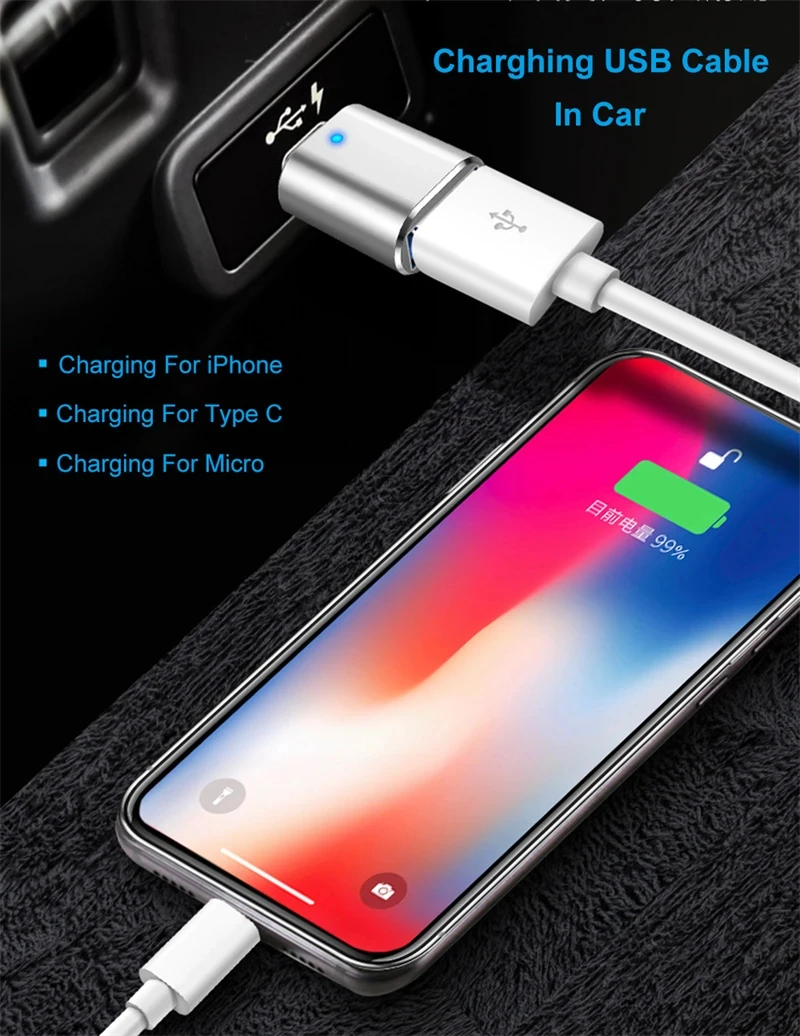 NNBILI Converters USB3.0 to Type C Male Adapter USB A to USBC Connector OTG Type C Car Charging Adapter for MacBook Mobile Phone