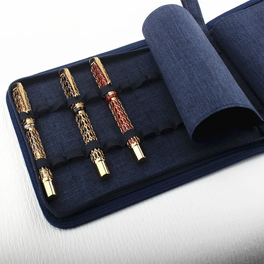 Imagem -06 - Waterproof Canvas Fountain Pen Case Rollerball Pen Case Display Holder Organizador Bolsa 24 Cores