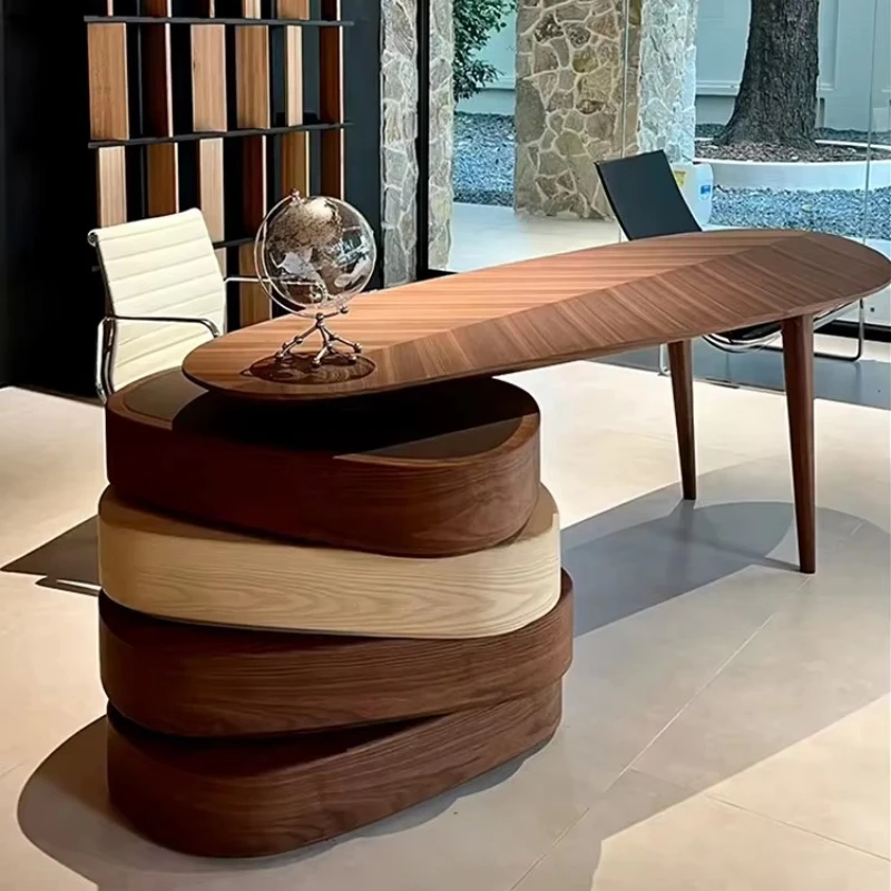 Solid wood desk, large business conference table - walnut