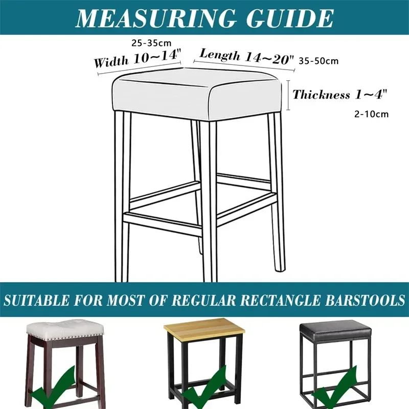 1pc Square Stool Covers Jacquard Elastic Bar Stool Slipcovers Counter Saddle Seat Covers for Home Living Room Coffee Restaurant