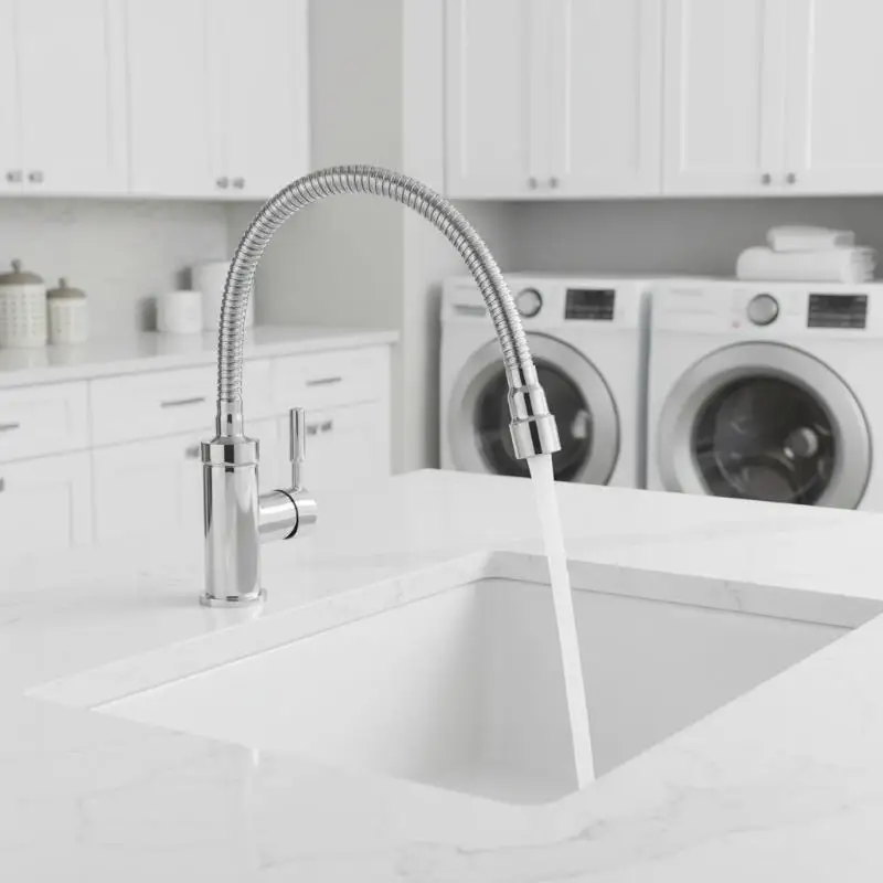 

Ergonomic Stainless Steel Tap Extender with Flexible Pipe for Bathroom Use