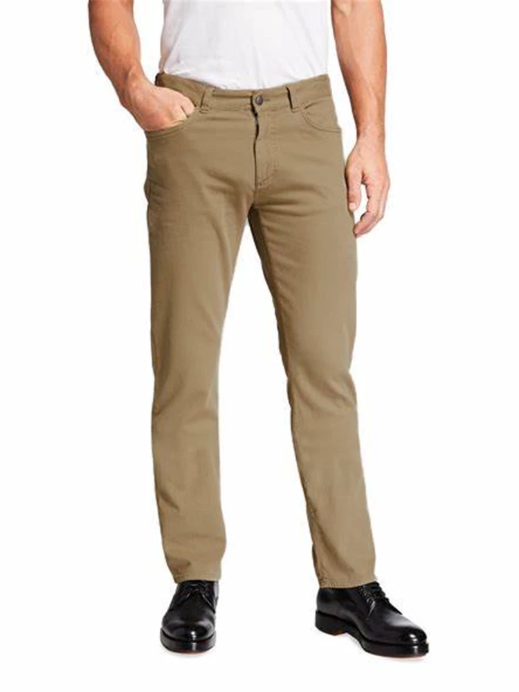 Slim Casual Straight Leg Fashion Khaki Warm Heavy Stretch Cotton Chinos Men Custom Made Streetwear Cotton Pants Khakis Trousers