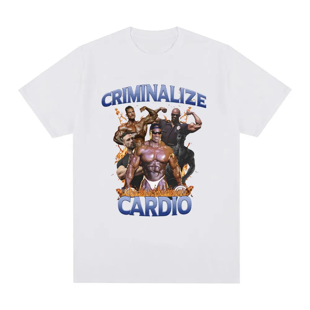 Criminalize Cardio Meme Graphic T Shirt men Gym fashion Short Sleeve T-shirt Men Fashion Hip Hop Cotton T-shirt women tee top