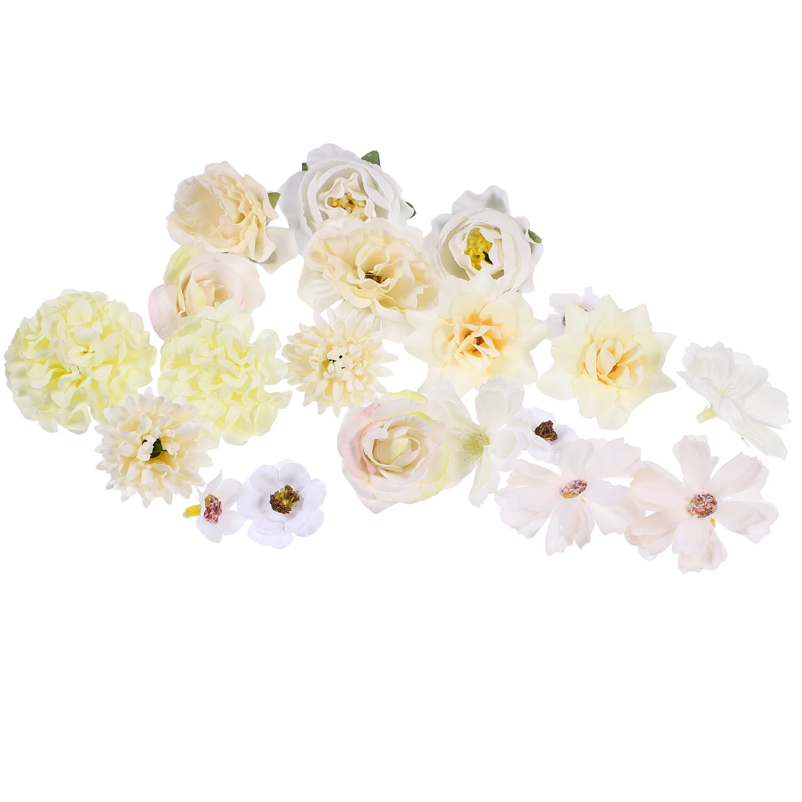 

20pcs Artificial Flower Polyester Material Wedding Decor DIY Cake naments Fake Flowers Simulated Heads Home Office Party