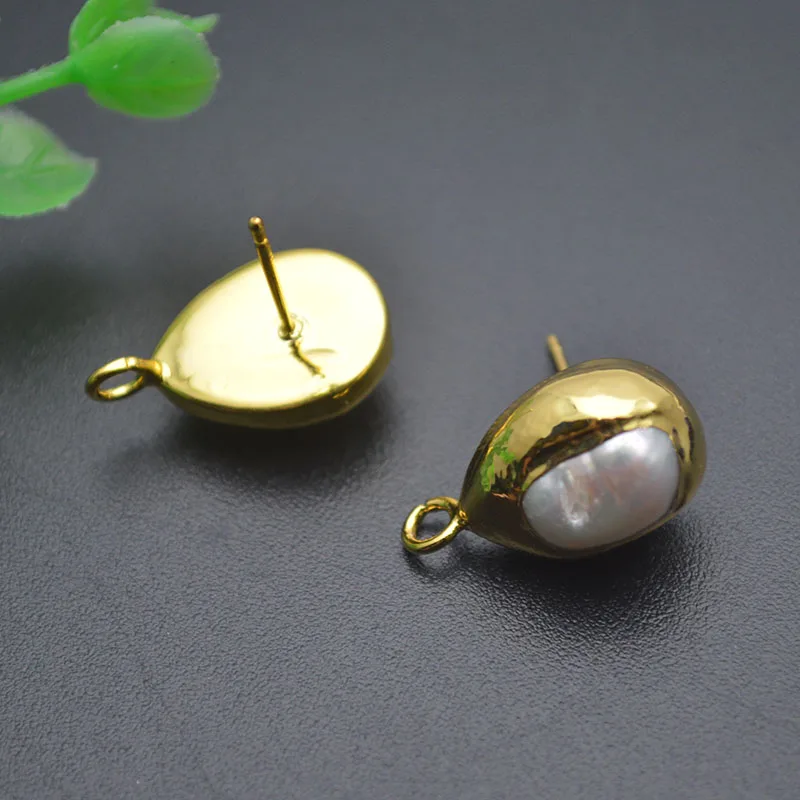 24k gold plating color preservation electroplating natural pearl drop earrings accessories DIY earrings jewelry making materials