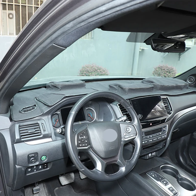 

For Honda Pilot 2016-2022 Polyester Black Car Decoration Dashboard Light-proof Pad Center Console Storage pad Car Accessories