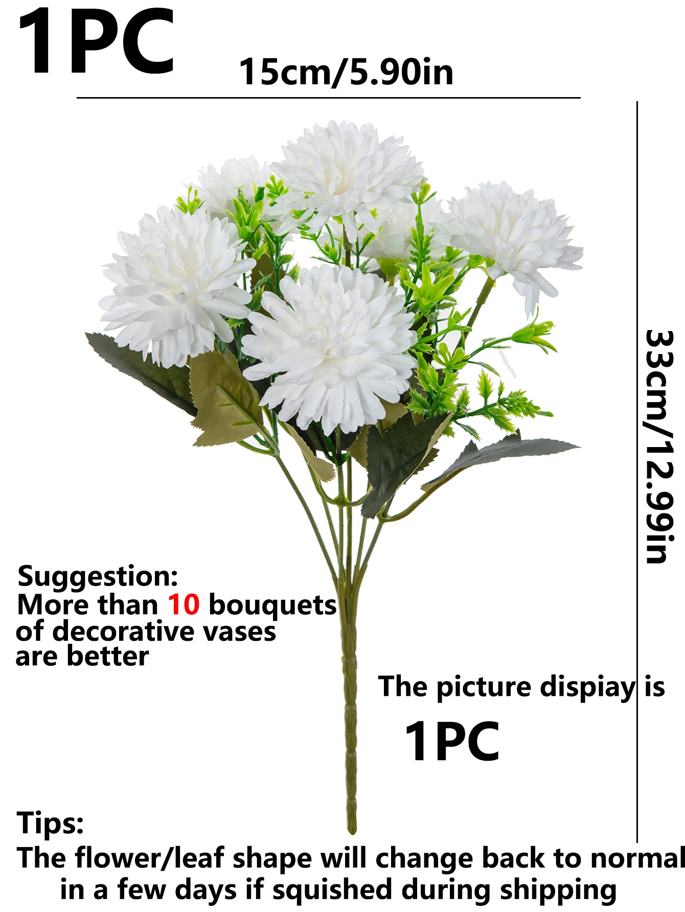 3 Stück Künstliche Blumen Seidenkugel-Chrysanthemen für Zuhause, Hochzeit, Brautsträuße, Herbstdekoration, Garten, Hof, DIY-Geschenke – Detail 10