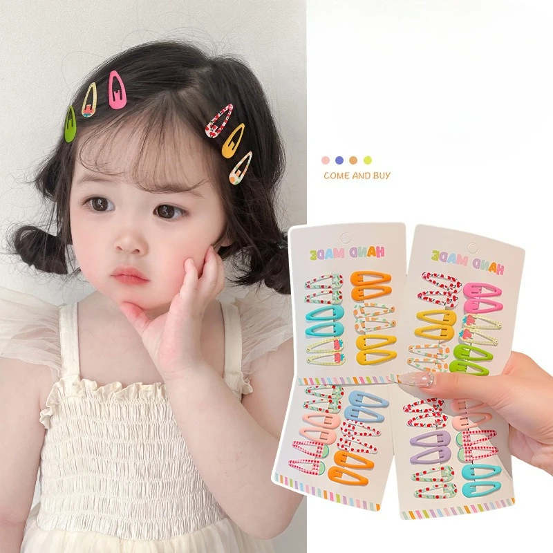 

6/12pcs Children Sweet Cute Colorful Water Drop Hair Side Clips Baby Girls Sweet Alloy Barrettes Hairpins Kids Hair Accessories