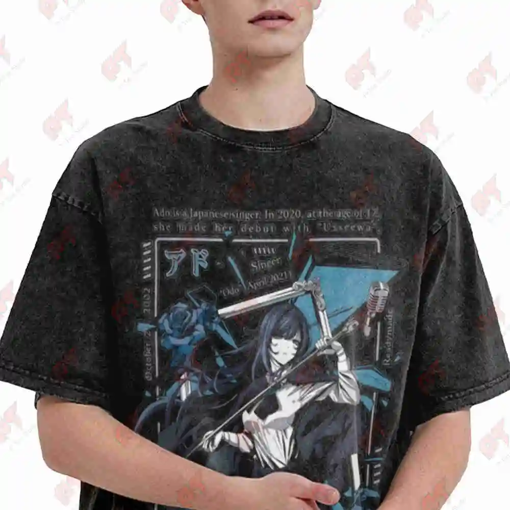 Ado Virtual Singer J Pop Anime Vintage Washed Tee Pure Cotton T-Shirt