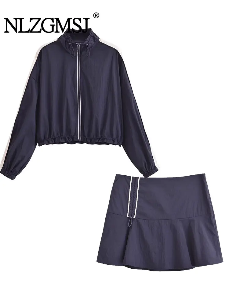 

2025 Spring Wide Pleated Mini Skirt Sets For Women New Fashion Jacket Women Suit Casual 2 Piece Set Women Outfit ﻿