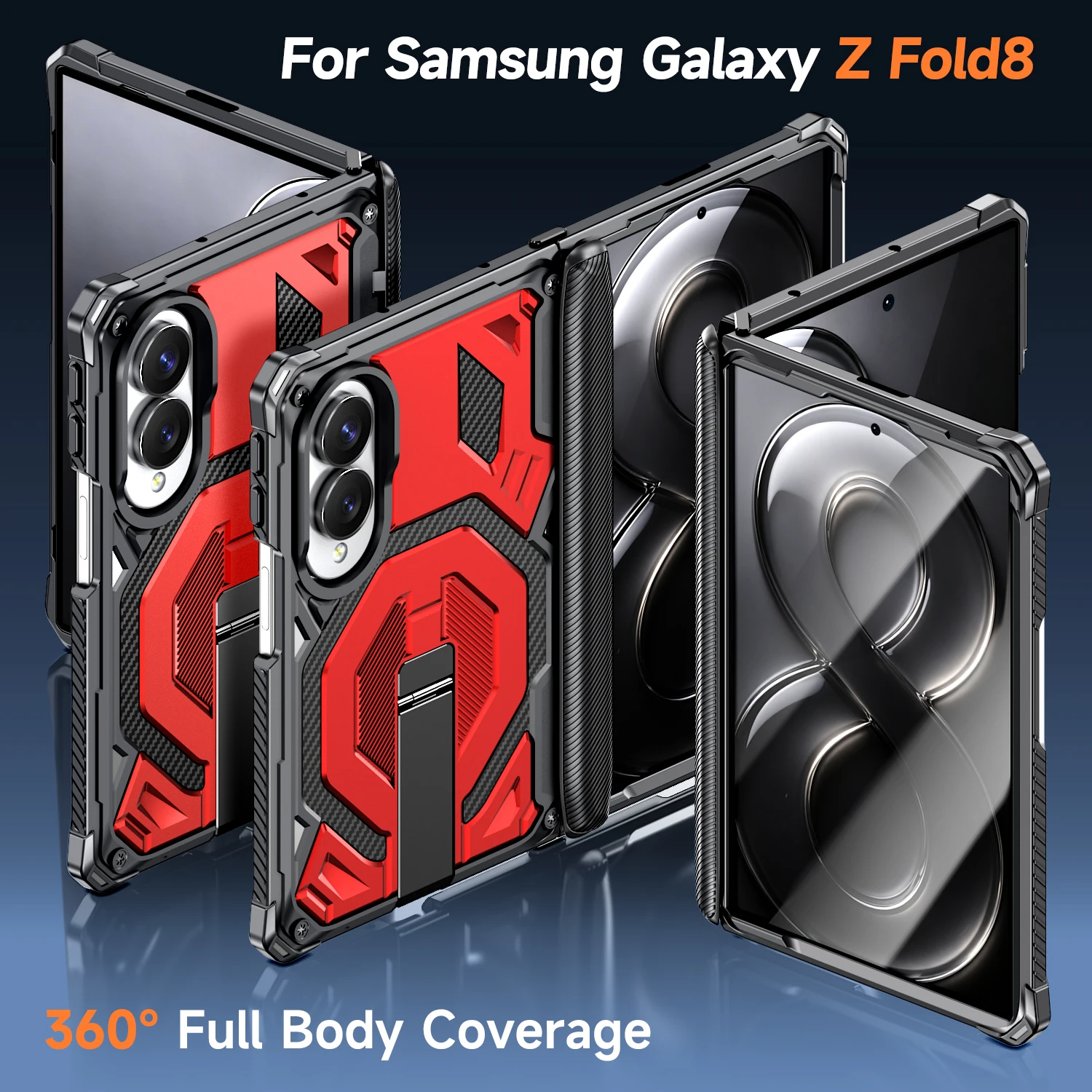 Magnetyczne etui do Samsung Galaxy Z Fold 8 Ultra Fold8 Fold 7, pancerne, odporne na wstrząsy, z podstawką, kompatybilne z ładowaniem Magsafe, obudowa. — zdjęcie produktu 2