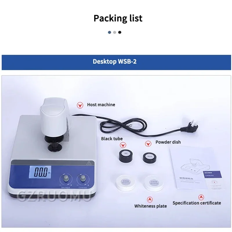 WSB2 Benchtop Digital Display Whiteness Meter Portable Whiteness Tester For Paper Flour Salt Lime Whiteness Measurem