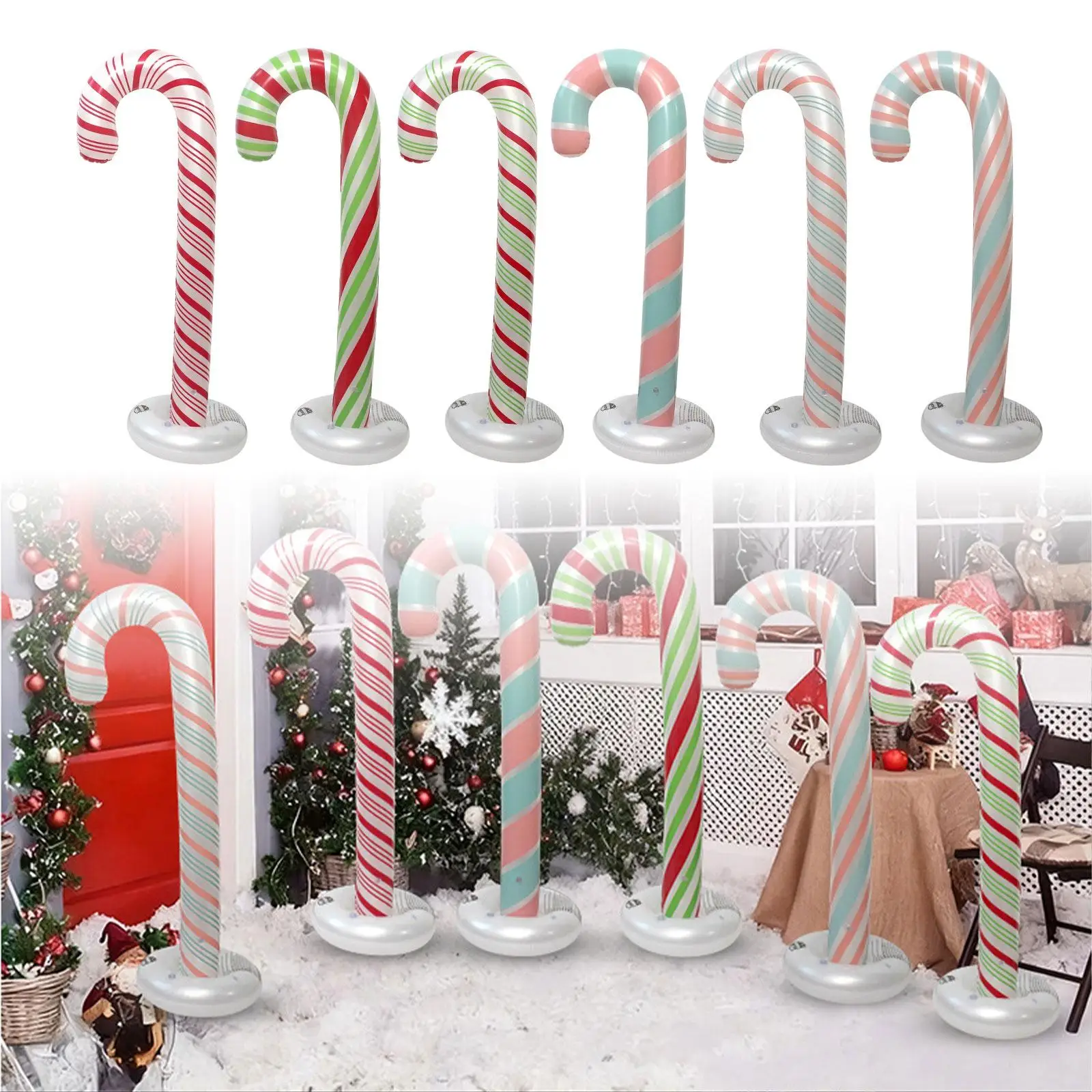 Christmas Inflatable Candy Cane Blow up Candy Cane Multifunctional Christmas Decoration for New Year Indoor Outdoor Holiday
