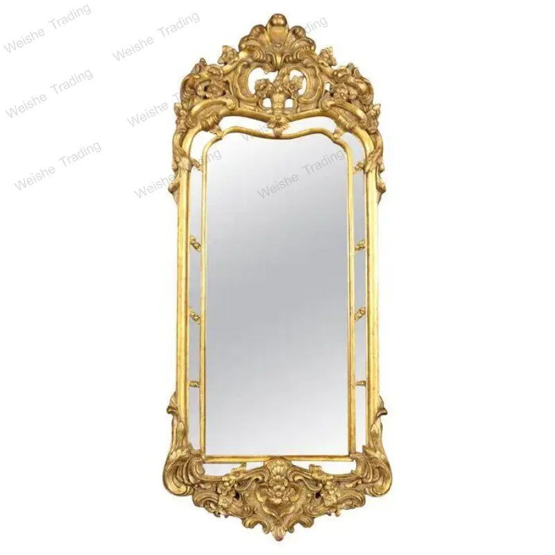

French retro carved full-length mirror European wall-mounted full-length mirror villa luxury floor-to-ceiling mirror home