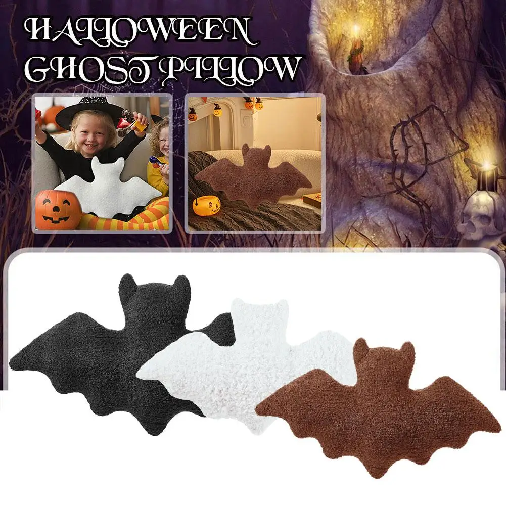 Almohada de felpa de murciélago de Halloween, almohada de modelado de murciélago, almohada rosa de Halloween, murciélago gótico de peluche H8m0