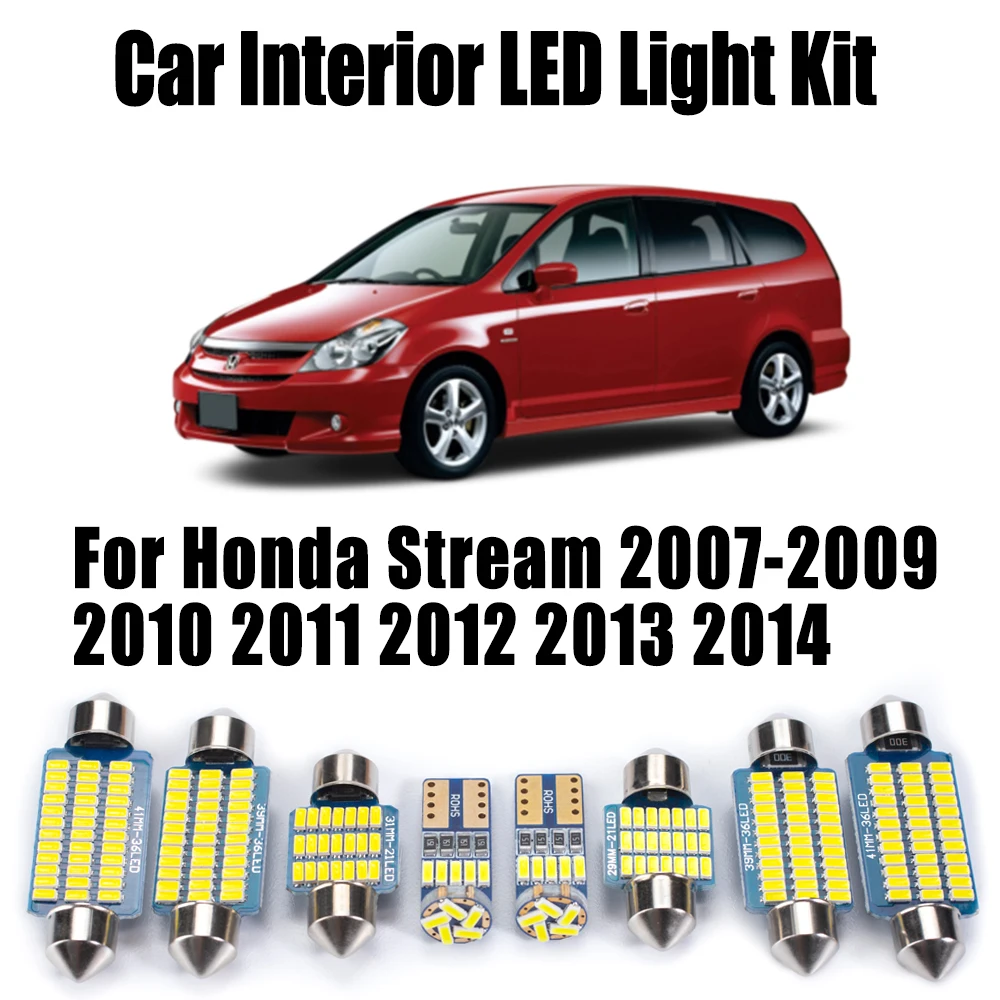 

11 шт. Canbus светодиодный комплект внутреннего освещения для чтения для Honda Stream 2007-2009 2010 2011 2012 2013 2014 лампа багажника автомобильные аксессуары