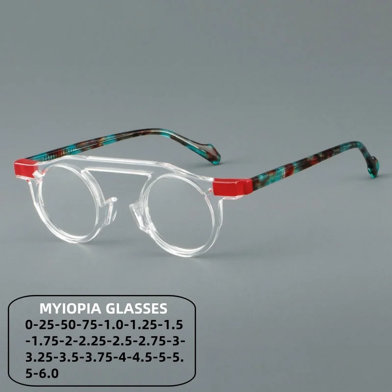 

Myopia Glasses Man Eyeglasses Women Vintage Brand Acetate Frame Presbyopic Diopter 0 -0.25 to -6.0
