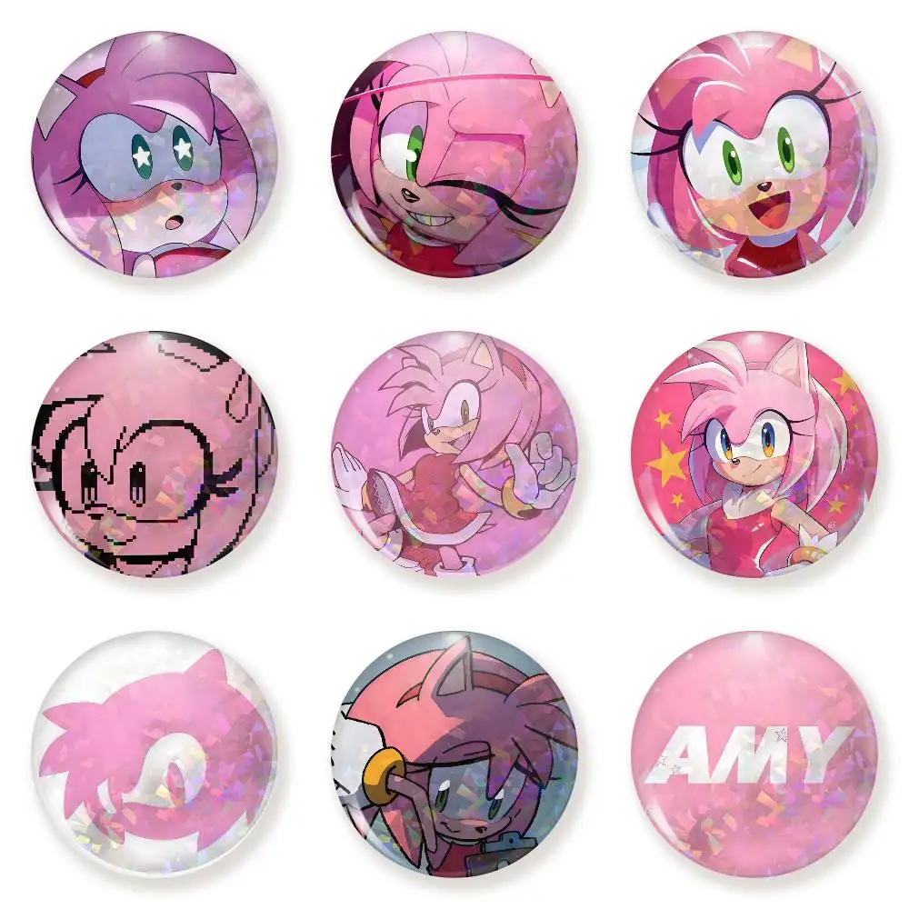 A-Amy R-Rose  Round Snap-in Brooches Rock Band Lapel Pins  Badges Fan Collection Accessories Jewelry Handmade Gifts