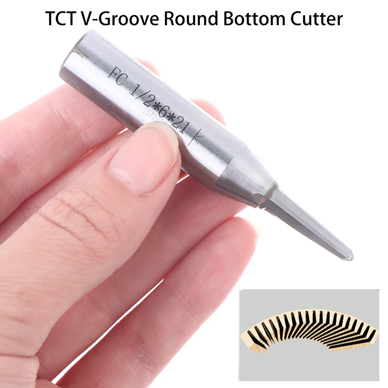 

1 шт. TCT V-образный паз с круглым дном, деревообрабатывающий резак для обработки круглых дуговых канавок, гибочный и фрезерный инструмент
