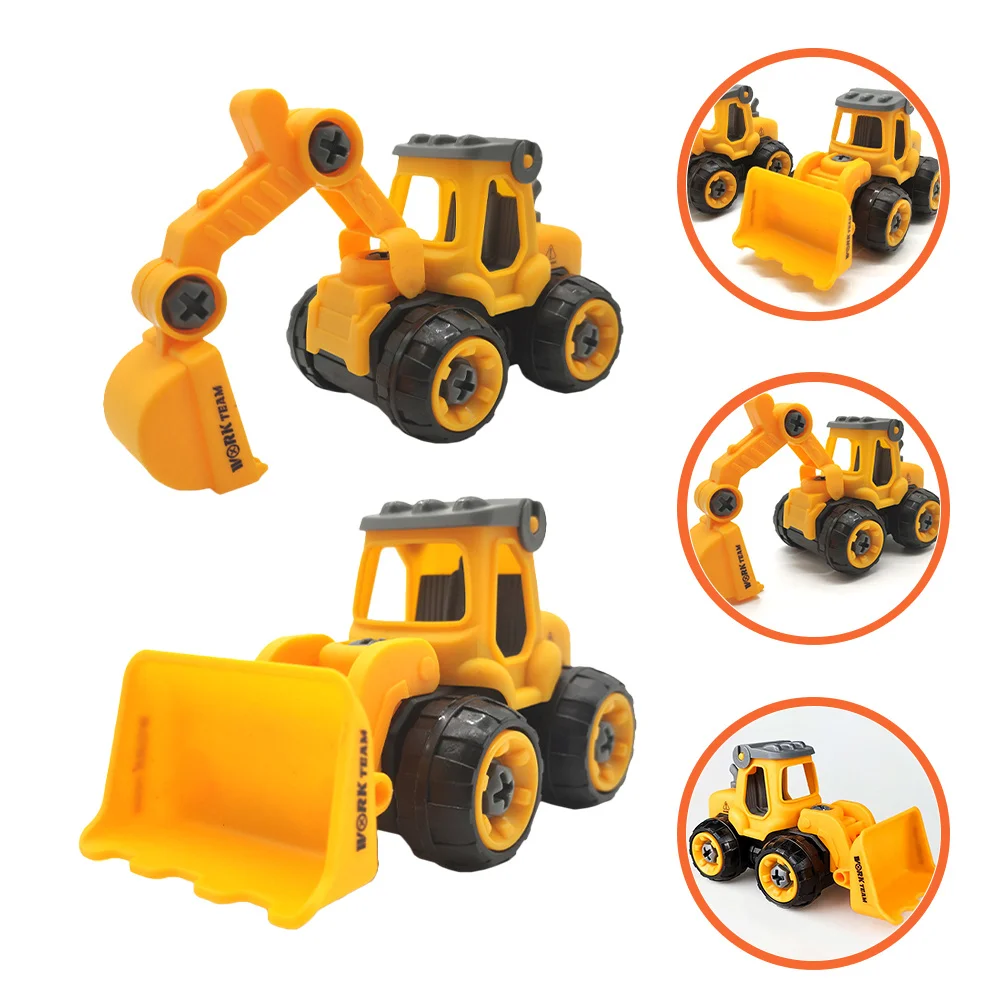 

2Pcs Construction Pushdozer Excavator Cake Decoration Perfect for Birthday Party Supplies Boy Celebration Favor