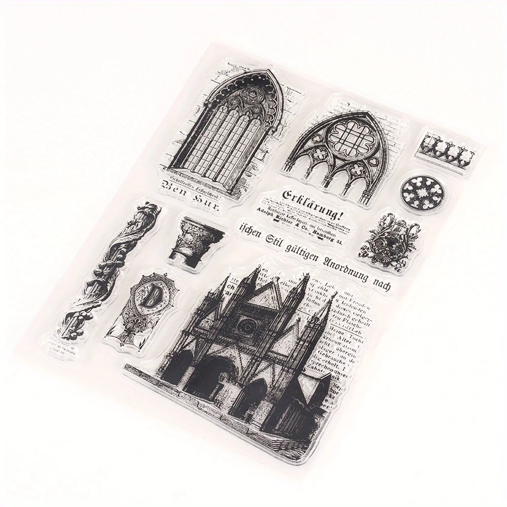 Retro Gothic Architecture Cultures Silicone Clear Stamps for Scrapbooking Supplies Planner Junk Journal Decoration Rubber Stamp