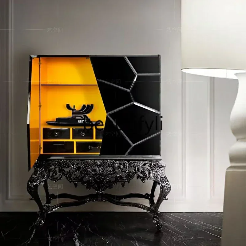 Light luxury high-end wine cabinet, simple solid wood storage cabinet, home living room designer display cabinet